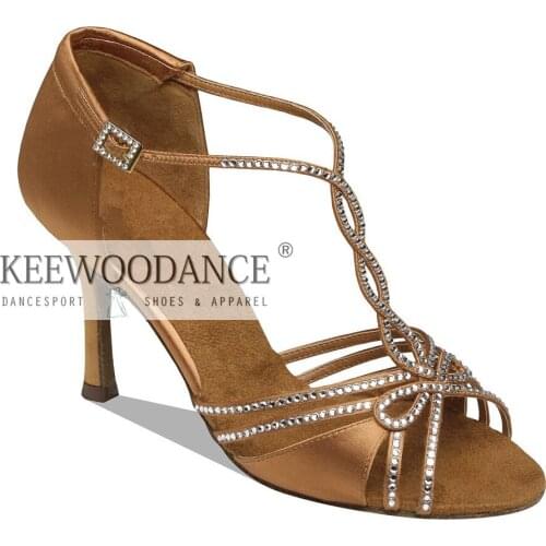 FREE shipping NEW satin with rhinestones Ladies Latin dance shoes wedding shoes party shoes salsa swing shoes