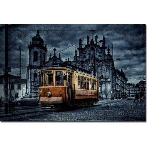 Black White Wall Art Cavnas Painting Yellow Car Motobike Poster Vintage London Wall Pictures for Living Room Decoration Maison