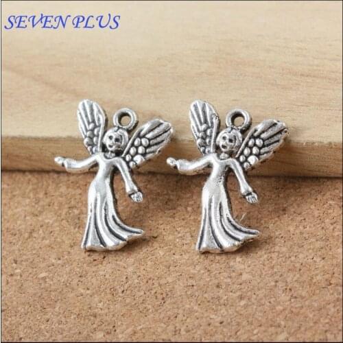 High Quality 20 Pieces/Lot 19mm*24mm Antique Silver Plated Angel Girl Charms For Jewelry Making