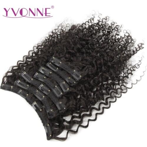 YVONNE Malaysian Curly 3C 4A Clip In Human Hair Extensions Virgin Hair Natural Color 7 Pieces 120g/set