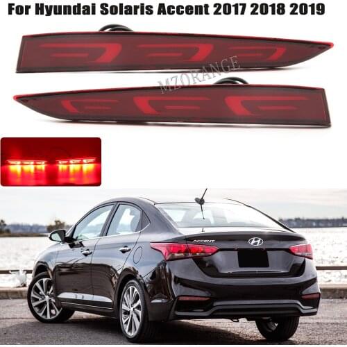 1 Pair LED Rear Bumper Reflector Light For Hyundai Solaris Accent 2017 2018 2019 Tail Stop Fog Bumper lamp Turn Brake Lights