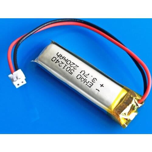 3.7V Li polymer ion battery rechargeable 220mah 501240 JST 1.5mm customized wholesale CE FCC ROHS MSDS quality certification