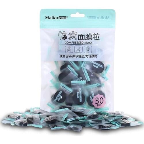 30Pcs Bamboo Charcoal Compressed Mask Sheet Paper Non-toxic Portable Moisturizing Whitening Face Skin Care Mask Beauty Tools