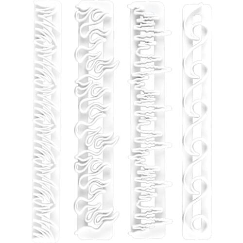 4pcs Wave Element Embossed Bar Cookie Mold Decoration DIY Creative Fondant Chocolate Cake Decoration Mold Bakery Home Baking Set