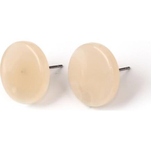 DoreenBeads Acrylic Ear Post Stud Earrings Findings Round Dark Colorful Ink Spot Pattern Jewelry DIY 16mm( 5/8"), 10 PCs