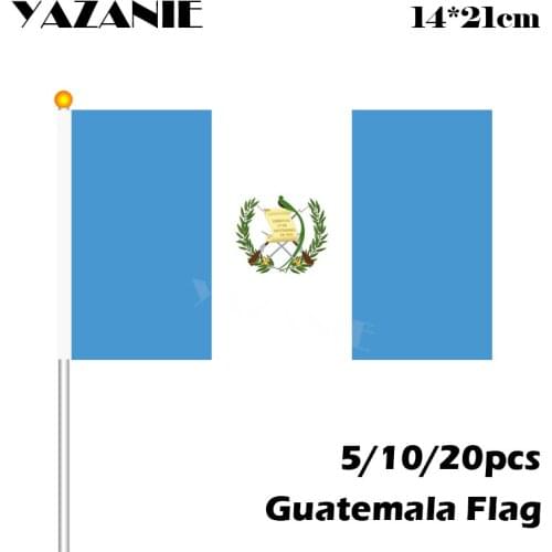 YAZANIE 14*21cm 5/10/20pcs Guatemala Hand Wave Flags Small Polyester World Countries Flag #8 Safety Ball Top Hand National Flags