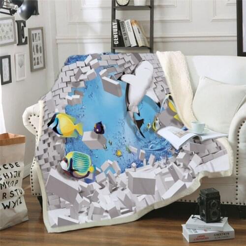 Fleece Blanket Animal Shark Print Sherpa Blanket Popular Travel Outlet Bedspread Bedding Adult Fashion Anime Quilt