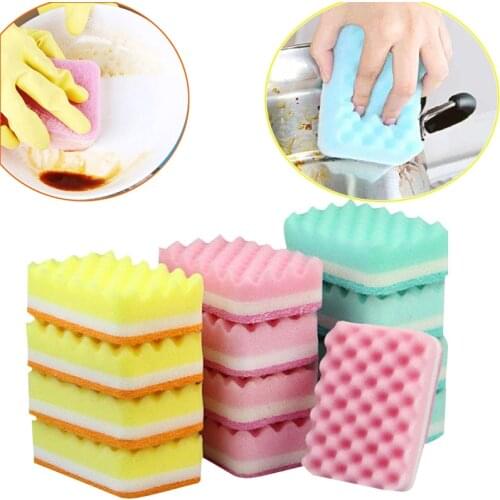 Wave Shaped Dishwashing Sponge Dishwashing and Pot Cleaning Artifact Kitchen Cleaning Scouring Pad Non Oily Dishwashing Cloth