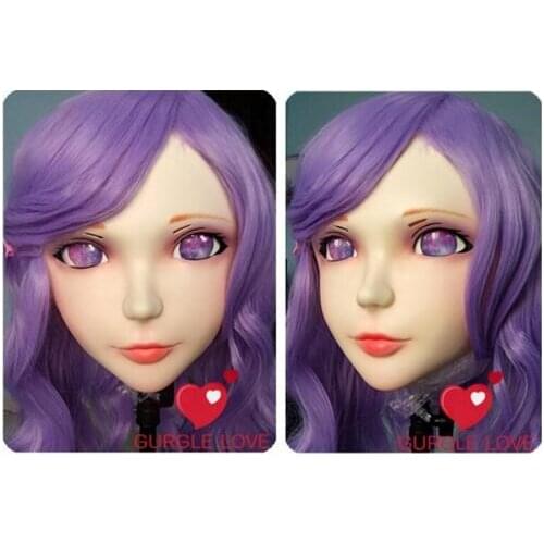 Kig008)Gurglelove Female Sweet Girl Resin Half Head Kigurumi BJD Mask Cosplay Japanese Anime Role Lolita Mask Crossdress Doll