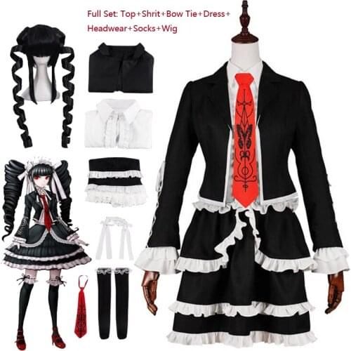 7PCS Danganronpa Celestia Ludenberg Cosplay Costume Cosplay Game Danganronpa Costume School Uniform Women Halloween Full Set