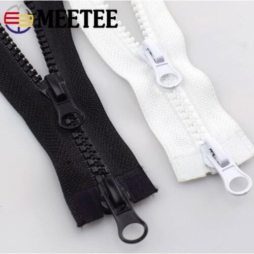 Meetee 2pcs 60-300cm Double Sliders Resin Zippers for Sewing Jackets Coat Zips Open-end Coat Down Bag Decor DIY Accessories