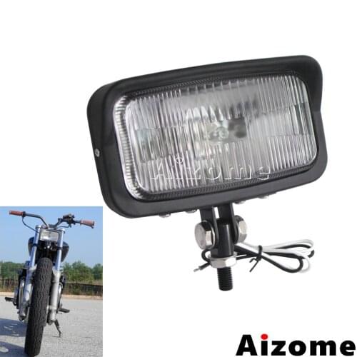 Motorcycle 7" Square Headlight Headlamp For Harley Honda Yamaha Scrambler Cafe Racer Cruiser Retro Style Black Front Headlight