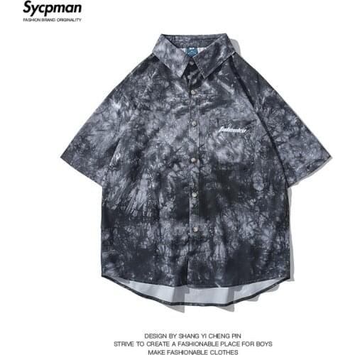 Mens short-sleeved shirt cardigan new Hawaiian beach vacation 2021 summer leisure all-match printed button beach top