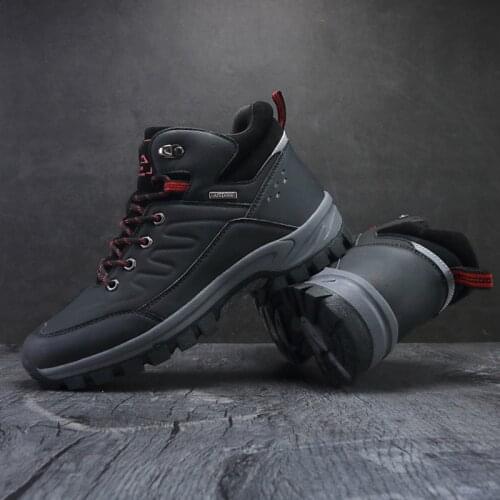 Winter Mens Snow Boots Warm Plush Mens Boots Waterproof Ankle Boots Outdoor Non-slip Mens Hiking Boots Sports Shoes