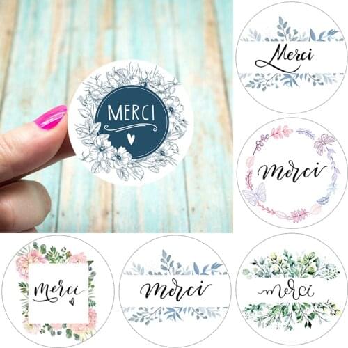 Merci Thank You Stickers for Parties Wedding Xmas Stickers Packaging Seal Labels 3.5/4.5cm Stickers Baking Gift Bag Decorative