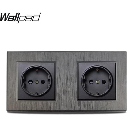 Wallpad S6 Double 2 EU Electric Outlet Power Wall Socket German Plug 3 Colors Brushed PC Plastic Design