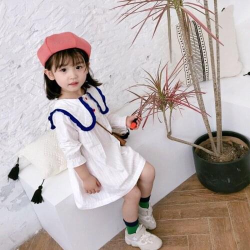 New White Children Spring Summer Casual Dress Baby Girls Dresses Trendy Kids Ruffle Special Occasion High Quality