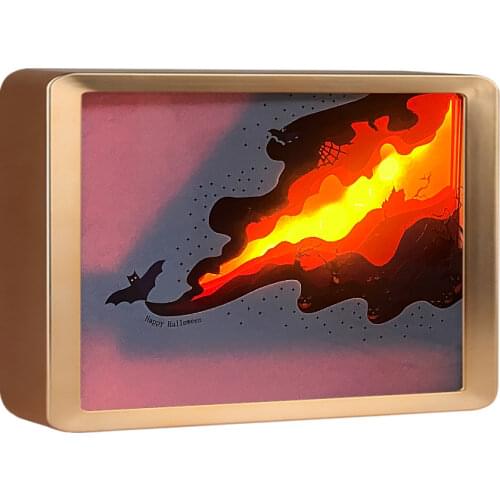 Halloween Gifts Usb Plug Led Lamps Paper Carving Shadow Frame Night Light Children Kids Living Room Decoration 3D Moon Lamp