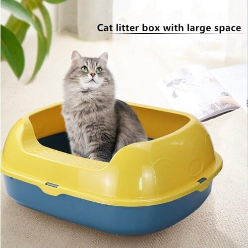 Semi-Enclosed High Fence Pet Cat Toilet Detachable Cat Litter Box Cat Toilet Dog Tray Clean Scoop Home Plastic Sand Box Supplies