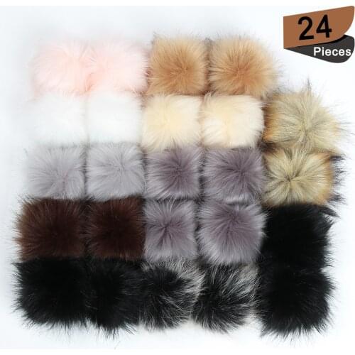 16/24Pcs DIY Hats Accessories False Hairball Pom Pom Handmade Artificial Ball Faux Rabbit Fur PomPom