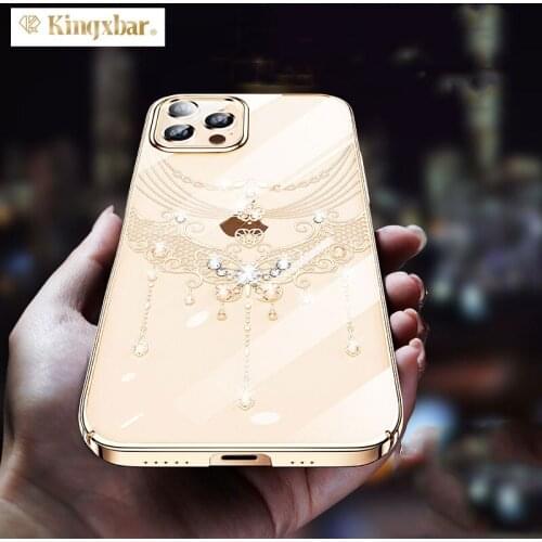 Kingxbar Clear Crystal Case for iPhone 12 pro max Luxury Glitter Diamond Thin Hard Back Cover 12 pro Shockproof