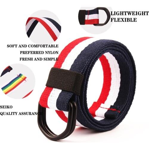 Fashion Men / Women belt D Shaped Double Ring Buckle Simple Solid Cotton Canvas All-Match Unisex Canvas Belts Waist Belt Luxury