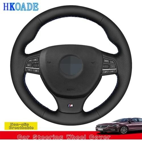 DIY Hand-stitched Black Artificial Leather Car Steering Wheel Cover For BMW M Sport F10 F11 (Touring) F06 F07 F12 F13 F01 F02 M5