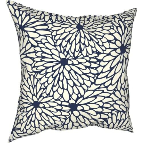 Blue Flowers Pattern Pillowcover Home Decorative Bohemian Cushions Throw Pillow for Sofa Polyester Double-sided Printing Vintage
