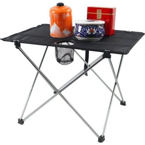 Foldable Portable Aluminum Table withWater Cup Hole for Outdoor Camping, Hiking & Picnic