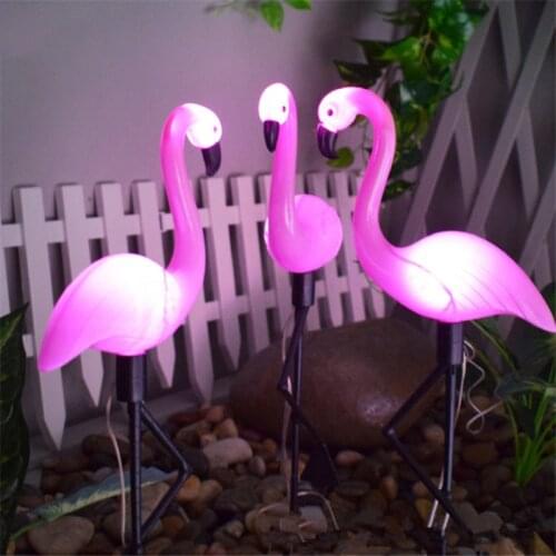 Solar Flamingo Light Lawn Light Garden Decoration Pole Solar Powered Street Lights Outdoor Waterproof Decorative