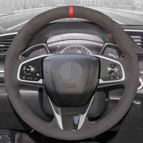 Hand-Stitched Soft Black Suede Car Steering Wheel Covers For Honda Civic 10 2016-2021 CR-V CRV 2017-2021 Clarity 2018-2021