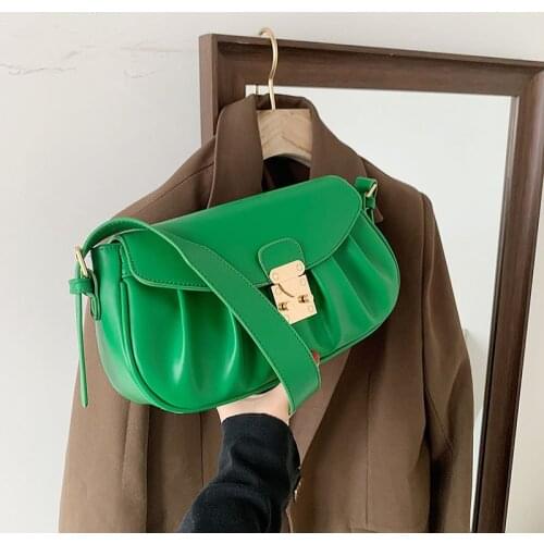 Armpit Handbags Women Clouds Messenger Bag for Girls Sac Brand Vintage Soft Leather Shoulder Bag Female Crossbody Bags Green New