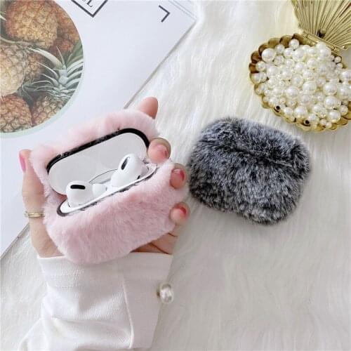 Warm Cute Fluffy Fur Case For Apple Airpods Pro Cover Silicone Headphones Cases For Air pods Pro/2/1 Cartoon Earphone Capas