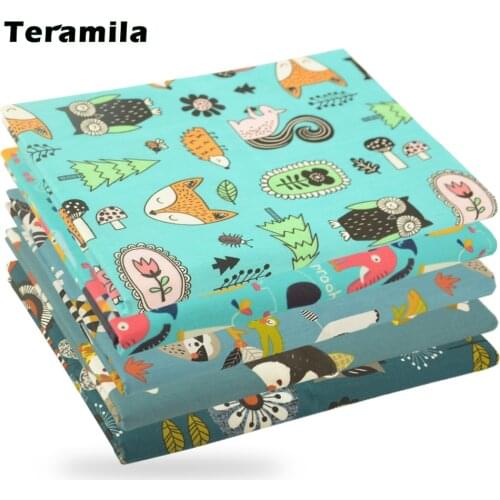 Teramila Elephant Owl Animal Pattern Cotton Cloth Designer Fabrics Quilt Needlework Patchwork Arts Handicraft for Sewing Purses