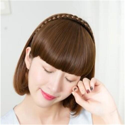15cm Length Short Braid Blunt Bangs Natural Tidy Hairpieces Heat Resistant Synthetic Women Hair Available Natural Fake Hair