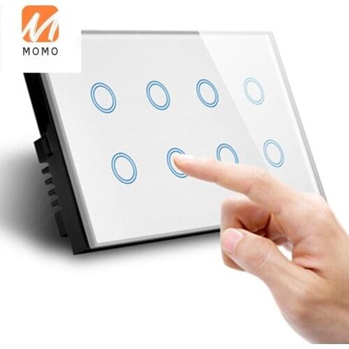 ODM UK 8 gang Smart home WIFI wall touch electrical switch by cell phone voice remote control luxury gold white black