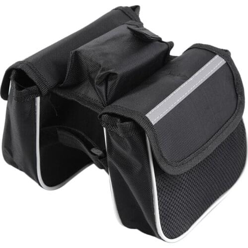 Bicycle Cycling Frame Pannier Saddle Front Tube Bag Both Side Double Pouch drop shipping