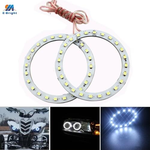 YM E-Bright!! 2 PCS Angel Eye 1210 24 LEDs 80MM 3528 8CM Headlight Halo Ring 12V DC Car Lighting For Car Lights Cold White