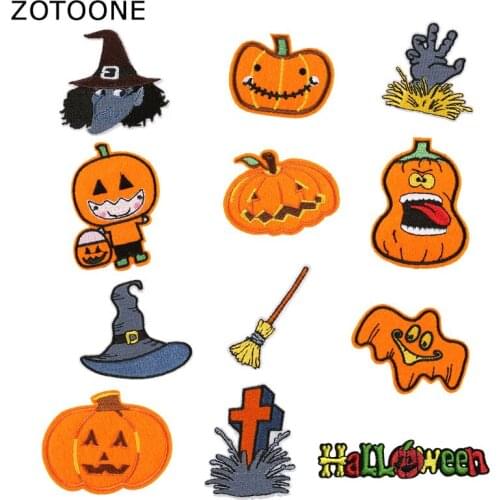 ZOTOONE Skull Halloween Pumpkin Iron on Patches for Clothing Stickers DIY Apparel Sewing on Patch Badges Applique Accessories D