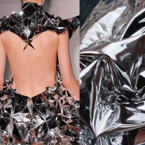 0.3mm TPU Fabric Double-Sided Silver Mirror Reflective Waterproof DIY Background Decor Coat Bags Clothes Plastic Designer Fabric