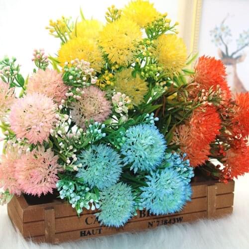 1 bunch of 6 artificial Dandelion tea roses flowers camellia silk fake flowers floral DIY home garden wedding decoration