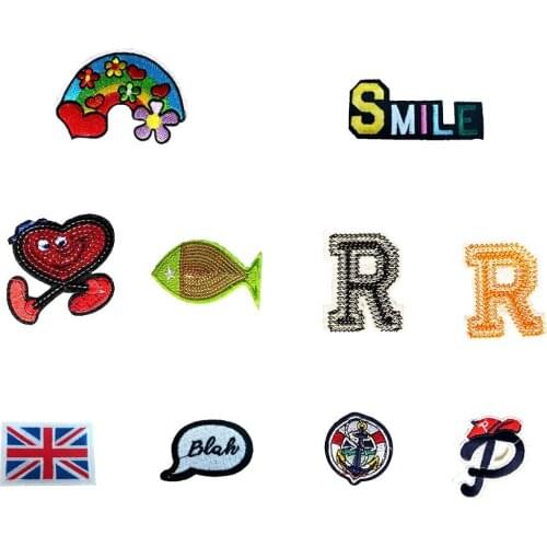 Fashion Sequins Cartoon Hot melt Adhesive Iron no Patch Applique Embroidery DIY Sewing Badges patch Accessories 2~10pcs for sale