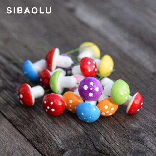10pcs Colorful Mushroom Artificial Model Square Miniature Figurine DIY House Doll home Decoration Accessories Simulation plastic