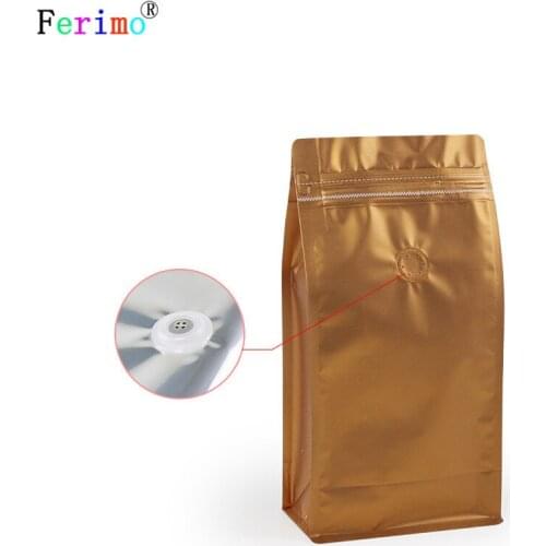 100pcs 13.5x26.5cm High Quality Gold Eight Side Zipper Organ Bag Metallic Mylar Big Aluminum Foil Air Valve Zip Lock Bags