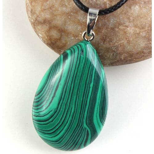 100-Unique 1 Pcs Silver Plated Summer Style Malachite Stone Water Drop Pendant Fashion Jewelry
