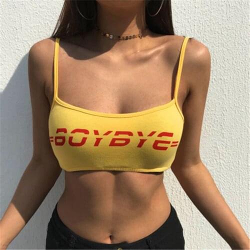 2020 Summer Sexy Women Strappy Cotton Letter Print Tank Tops Vest Short Crop Tops Camis Tees Tops Ladies