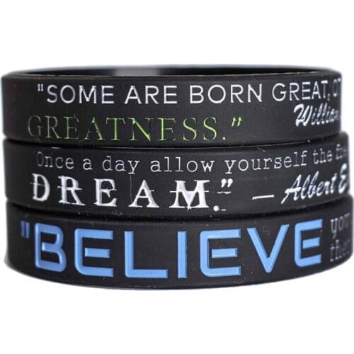300pcs Believe Dream Greatness Inspirational Quote Silicone Wristbands Bracelets