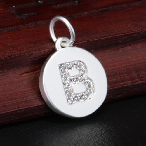 White CZ paved initial 26 alphabet letter ABC name charms pendant beads charm for earring choker bracelet jewelry making