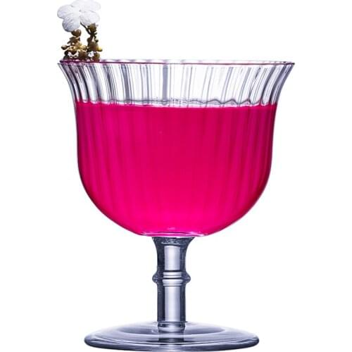 Free Shipping 4PCS 220ml Classic Goblet Ripple Cocktail Glasses Martini Glass Wine Glass Set of 4