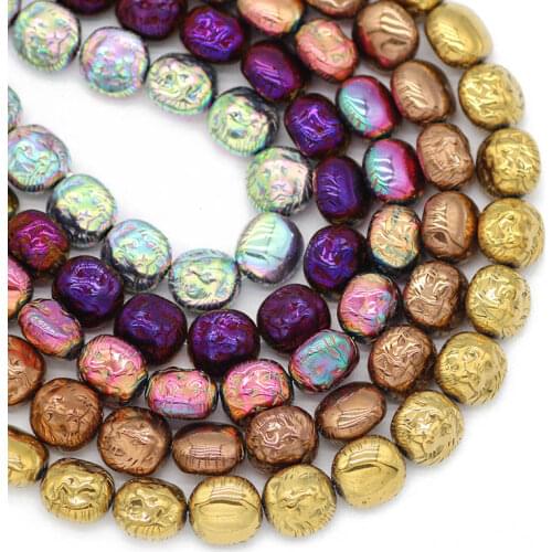 Natural Stone Blue,Gold,Green Lion Head Hematite Beads 10MM 20pcs Spacer Loose Beads For Jewelry Making Diy Bracelet Accessories